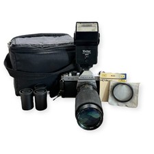 Pentax K1000 35mm SLR Film Camera with 200mm Lens Kit - Tested  Working