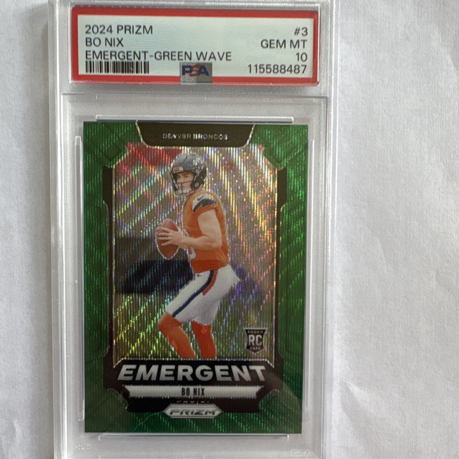 Bo Nix Panini Prizm Emergent #3 Green Wave