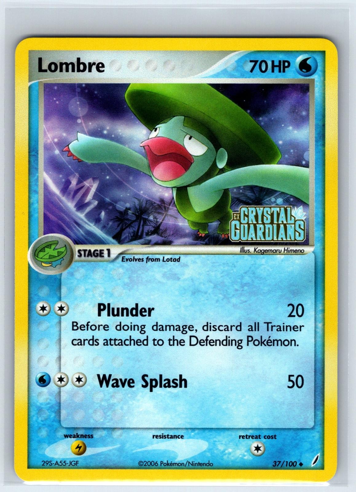 Lombre 37/100 Uncommon Crystal Guardians Pokemon Reverse Holo Near Mint