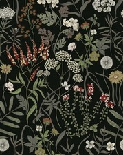 Aniboo Dark Floral Peel and Stick Wallpaper Botanical Leaf 78.7"&times;17.3", Black