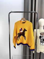 Polo Ralph Lauren Polo Bear Knit cotton Sweater YELLOW PONY WOMEN'S M
