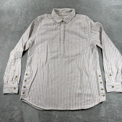 Marine Layer Womens Dakota Popover Shirt Henna Stripe Size M 100% organic cotton