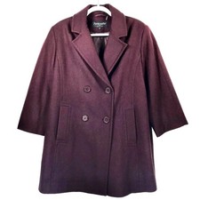 Forecaster of Boston Peacoat Size 14 Burgundy Wool Academia Quiet Luxury Career