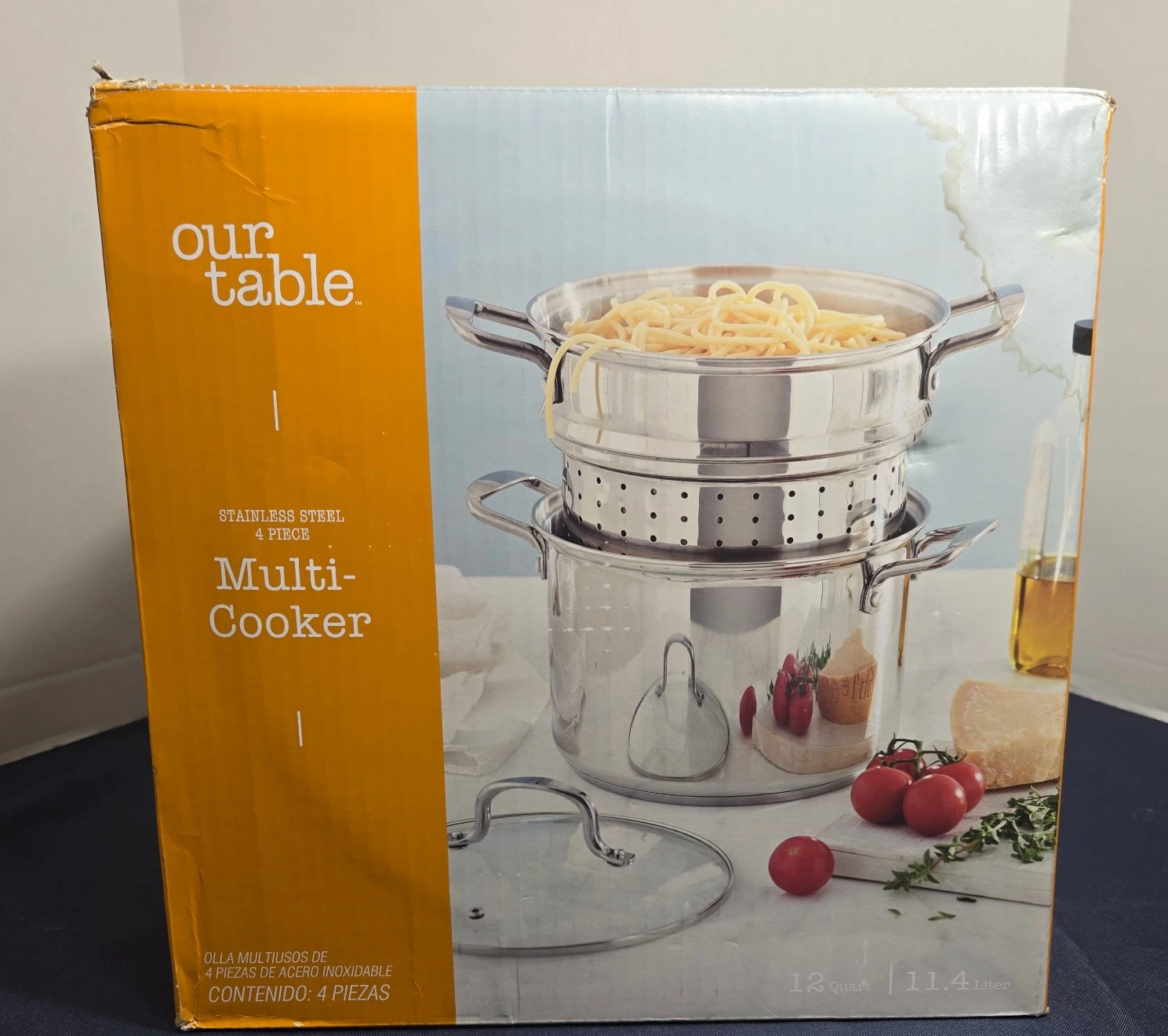 Bed Bath & Beyond "Our Table" 4Pc. Multi Cooker 12qt Stainless Steel NewOpen Box