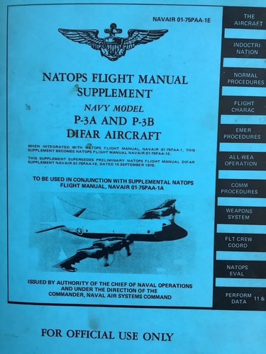NATOPS FLIGHT MANUAL SUPP NAVY MODEL P-3A & MODEL P-3B AIRCRAFT