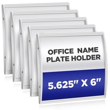 Set of 5 Curved Name Plate Holder for Doors 5.625" x 6" Wall Mount Office Bus...