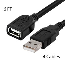 4x - 6ft 6 Feet USB 2.0 A Male to A Female Extension Extender Cable New
