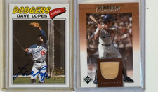 Davey Lopes 2004 Topps All-Time Fan Favorites Auto, 2001 UD Bat Card Dodgers