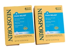 LOT OF 2 NEOSPORIN + Pain Relief Cream Maximum Strength 1 oz Total EXP: 2027