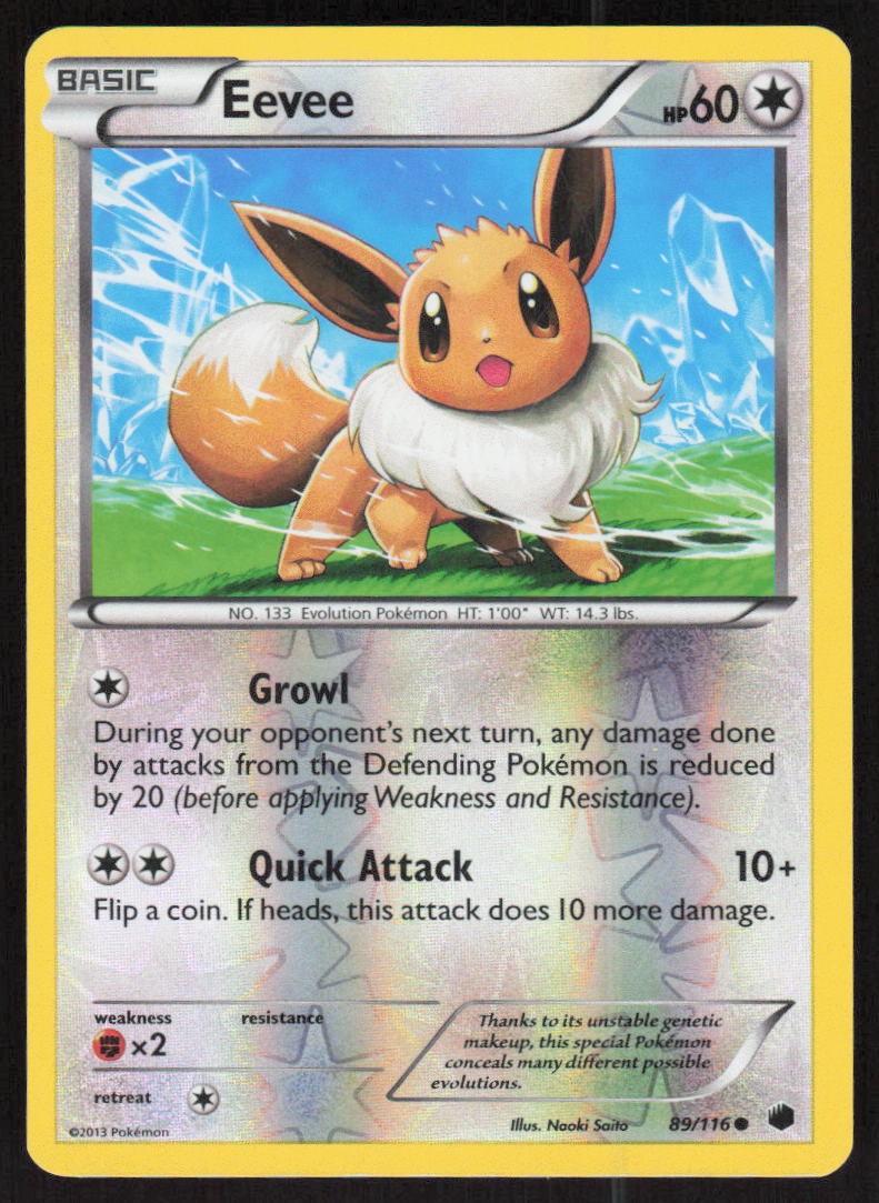 Eevee 89/116 Common Plasma Freeze Pokemon Reverse Holo Lightly Played