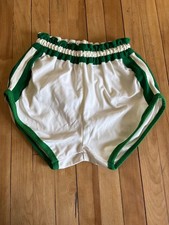 Vintage 70s 80s Empire Sporting Goods Gym Shorts Green White Track PE Scalloped