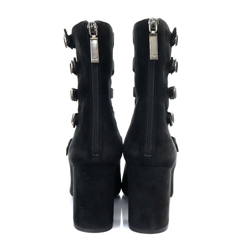 Saint Laurent Paris Stivali Corti Tacchi Alti Cinturino Laterale Scamosciato 24Cm Nero