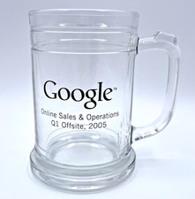 Google Beer Stein Glass Mug Tech Collectible Luminarc 2005 Vintage USA Rare HTF