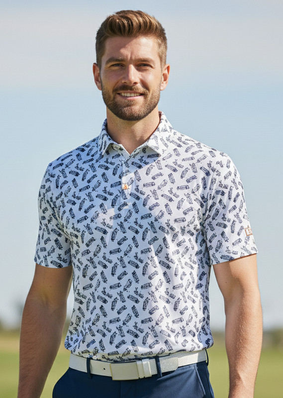 Dryve Men's Golf Polo Shirt Performance Breathable Printed Athletic Casual XL
