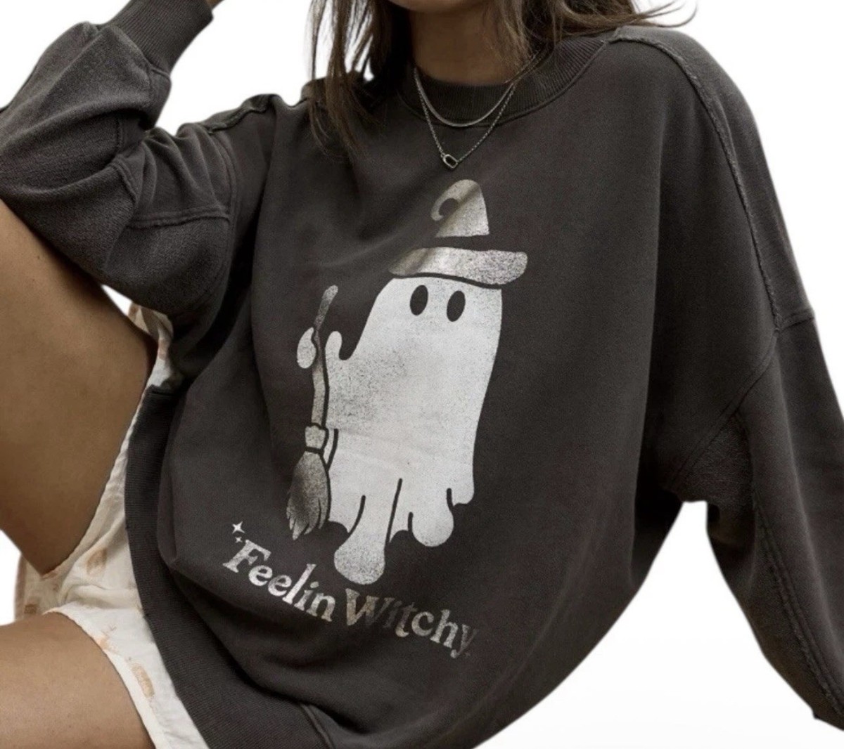 Aerie Feelin Witchy Halloween XL Big Chill Crew Sweatshirt Women