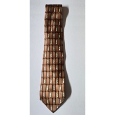 Stafford Silk Blend Necktie Mens Brown Geometric Block Pattern