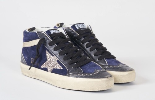 Baskets Golden Goose Mid Star bleu marine daim doré neuves dans leur boîte femmes EU 38 US 8 - Photo 4/6