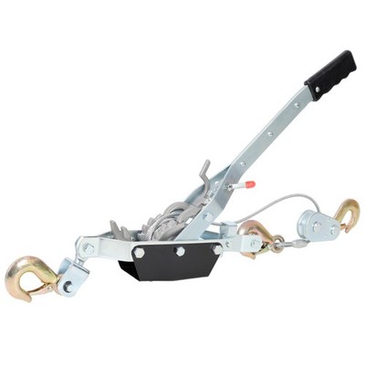 2T HAND Winch PULLER,DOUBLE GEAR,3 HOOKS, 12FT Cable,Power Cable Puller