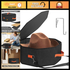 Hat Storage Box for Cowboy Hats, Hardboard Organizer with Door Hook, Travel Case