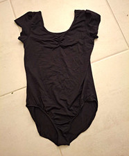 Danskin Now Women s Black Solid Dance Leotard Nylon Blended Fabric