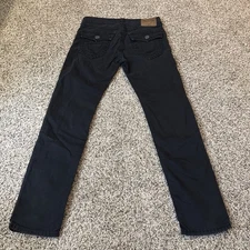 True Religion Ricky Jeans 33x32 Pocket Flaps USA Made Ricky Straight Black