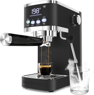 20 Bar Temperature Time LED Display Espresso Maker with Powerful Steam Wand