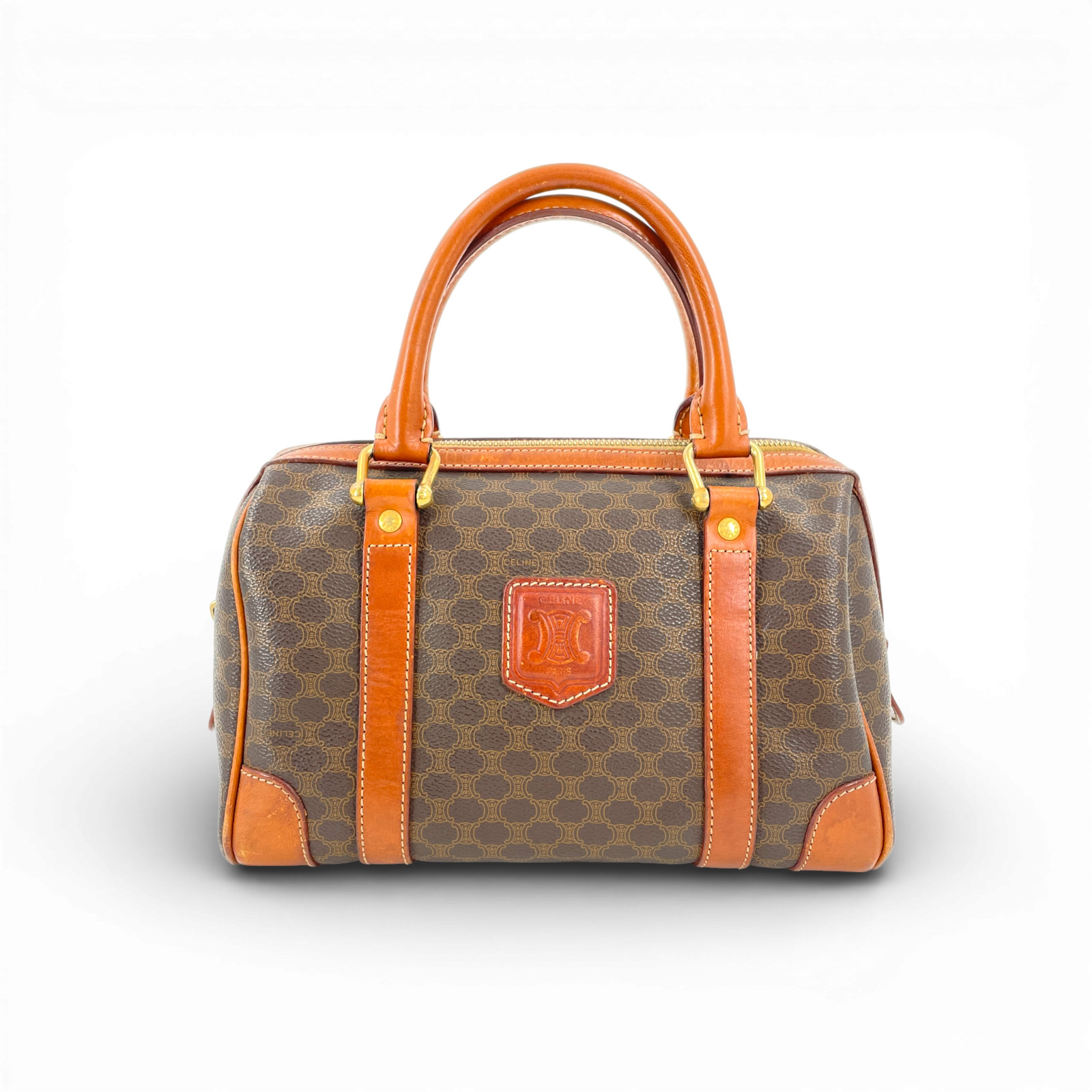 Auth CELINE Macadam Canvas Ladies Boston Bag KA254