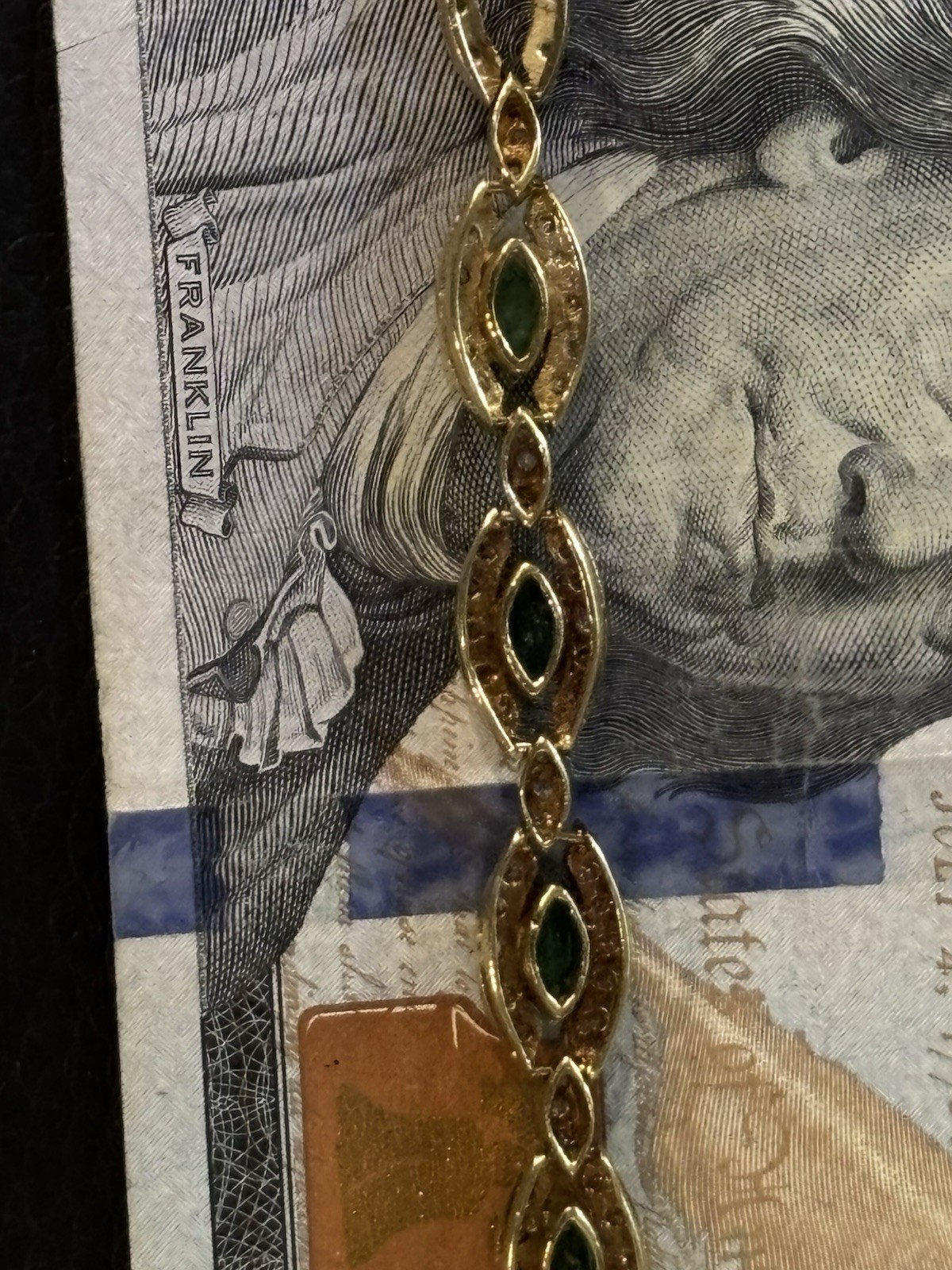 Heavy 18k Solid Yellow Gold Diamond & Emerald Bra… - image 12