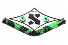 Sacrifice Spy Soft Scooter Grips Green / Black 1 pair with Plastic Bar Ends