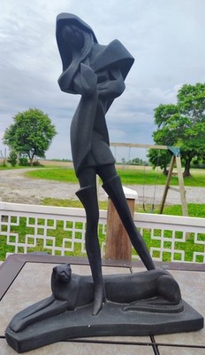 David Fisher FDF Designs 1988 Vogue Woman Panther Sculpture Black Statue Vintage