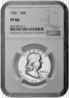 1961 50C Proof Silver Franklin Half Dollar NGC Graded PF 66 in New Holder