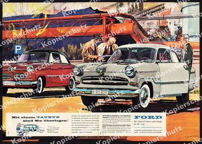 orig. Reklame Gotschke  Ford Taunus 15 M  Design Auto Pkw Ford-Werke Köln 1957