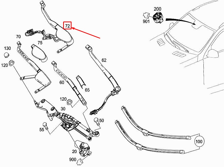 MERCEDES-BENZ GLE W166 Front Left Wiper Arm A1668207200