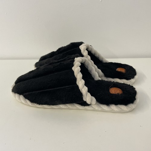 Zapatillas French Connection negras sin cordones de piel sintética suela de goma cómoda talla 7 8 - Imagen 6 de 11