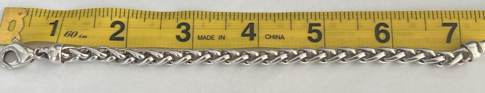 Vintage Sterling Silver solid  chain Bracelet  6.5 - image 8