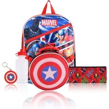 Marvel Avengers Boys Bookbag Backpack Lunch Box - 5 Piece Set. NWT
