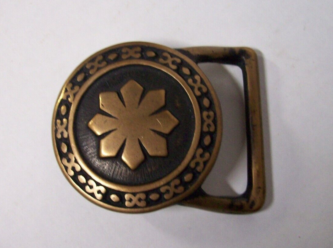 Vintage 70's Tech Ether Guild Solid Brass Belt Bu… - image 1