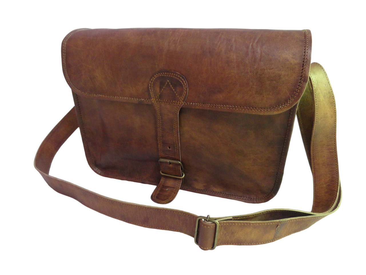 14 In Leather Messenger Bag Office Laptop Satchel School Crossbody Shoulder Bags