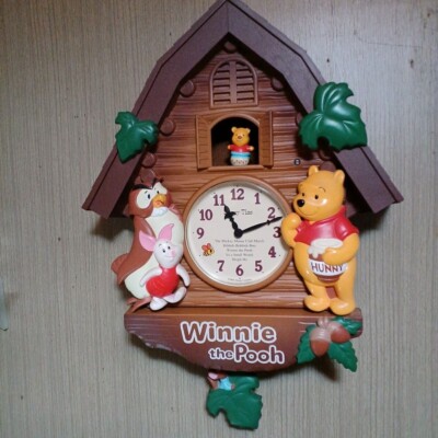 Winnie the Pooh 掛時計 楕円形 ディズニー Winnie the Pooh Cuckoo Wall Clock Disney Time Musical Vintage