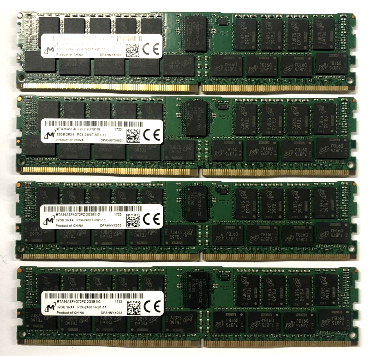 MICRON 128GB KIT (4X 32GB) 2Rx4 DDR4 PC4-2400T ECC Server Ram