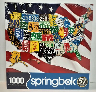 USA State Plates Springbok Jigsaw Puzzle USA 1000 Pieces 24'' X 30'' NIB 33-10666