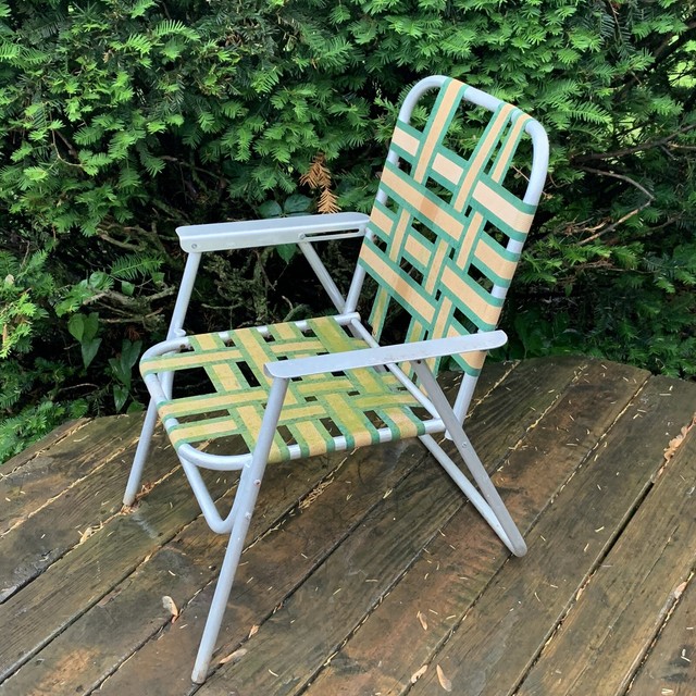 Vintage Aluminum Patio Lawn Chair bed Folding Lightweight Green