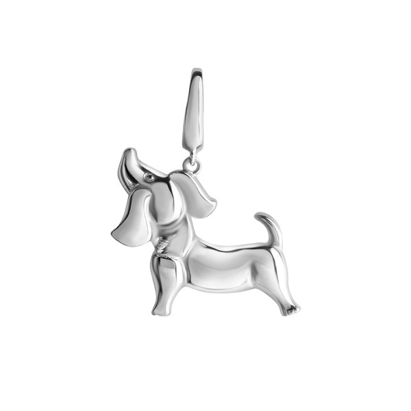 AnhäNger 925 Sterling Silber Rhodiniert Glanz Poliert Motiv Hund Dackel Damen V-image