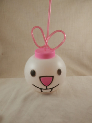 Pink Rabbit Cup Happy Bunny Rabbit Cup covered with Pink Straw | eBay