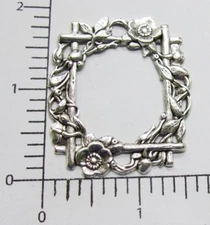 21004     4 Pc Matte Silver Oxidized Victorian Frame Brass Jewelry Finding  SALE
