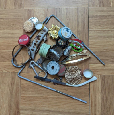 1/2 lb Atlantic Ocean Beach Metal Trash- Beach finds Bottle cap Key tabs, etc
