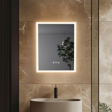 LED Bathroom Wall Vanity Mirror Touch Anti-Fog Dimmable 3 Color Lights Smart HD