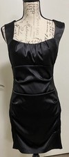 Windsor Dress Juniors 11/12 Black Satin Mini Ruching Sleeveless