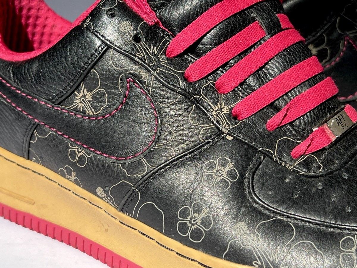 ★ Us9 ★ Air Force 1 Low Black Floral Pink Nike Air Force 1 Low Vintage Floral Black Pink (GS) - BQ2501