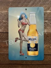 CORONA BEER PINUP GIRL Metal SIGN 8X12 Made in USA